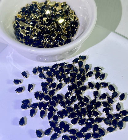 Black Zircon Pear-shape Zirconia  3*5MM Gold and Silver Plated