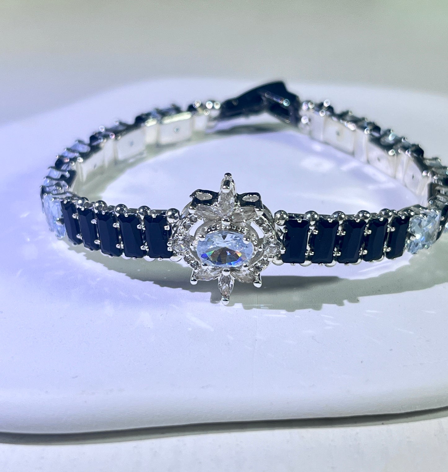 Pulsera de aguamarina y perla hecha a mano