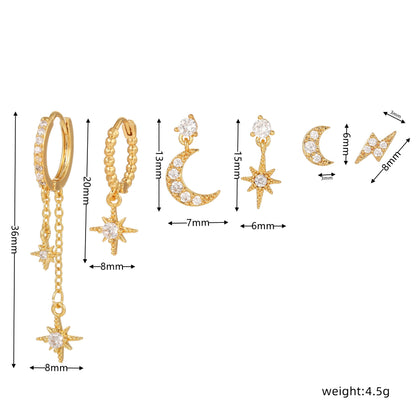 Juego de 6 pendientes de circonita para piercing de cartílago