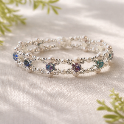 Handgefertigtes Perlen- und Aquamarinarmband