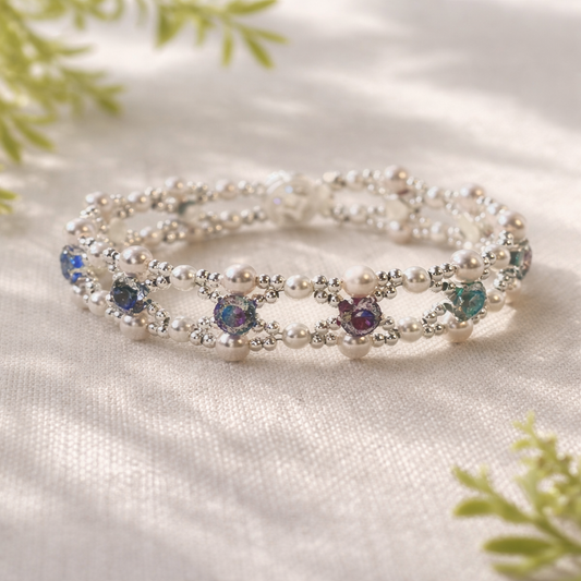 OneMillet Premium Two-Tone Cubic Zirconia  Bracelet Kit –M470 All-in-One DIY Kit Handmade Jewelry Material Kit