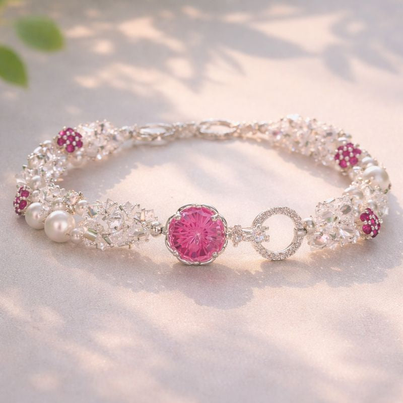 Handgefertigtes Perlen- und Aquamarinarmband