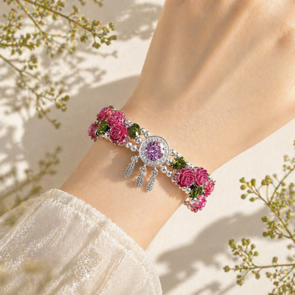 Handgefertigtes Perlen- und Aquamarinarmband