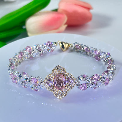 Pulsera de aguamarina y perla hecha a mano