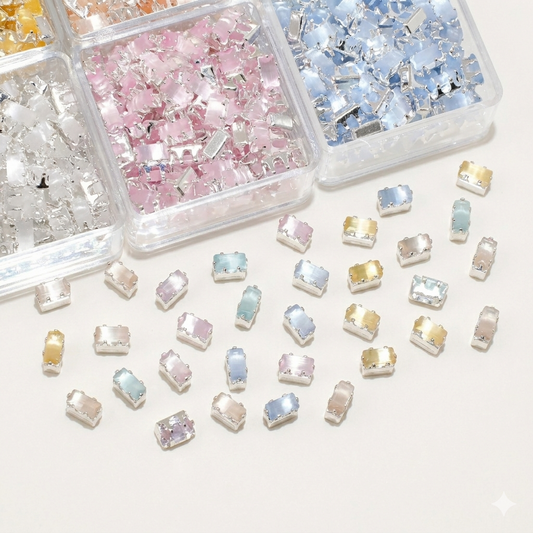 OneMillet Cat Eye Rectangle Zircon Beads 3*5.5MM