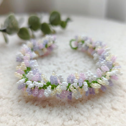 Pulsera de cuentas de arroz hecha a mano de varias capas