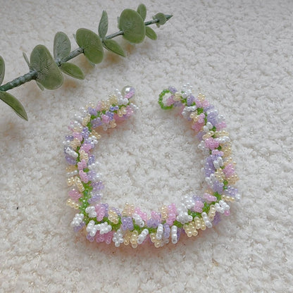 Pulsera de cuentas de arroz hecha a mano de varias capas