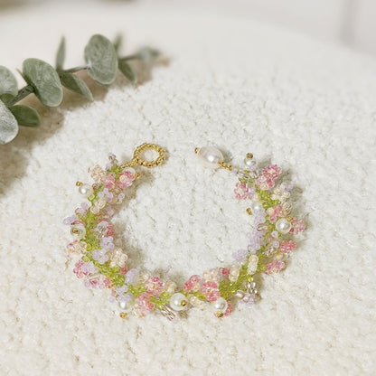 Pulsera de cuentas de arroz hecha a mano de varias capas