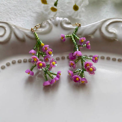 Pendientes de cuentas hechos a mano Pendientes florales morados
