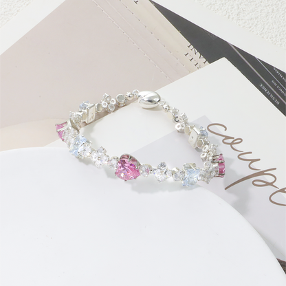 Pulsera de aguamarina y perla hecha a mano