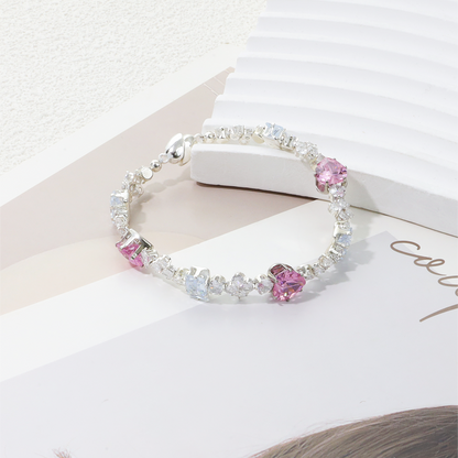 Pulsera de aguamarina y perla hecha a mano