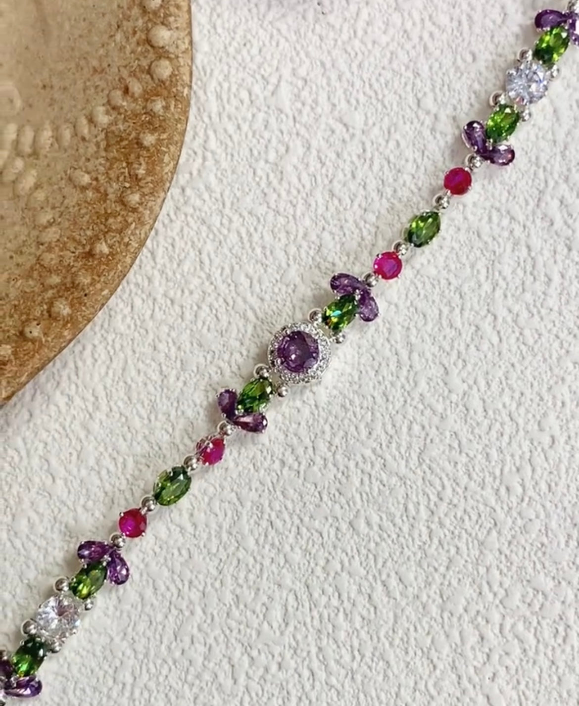 Pulsera de aguamarina y perla hecha a mano