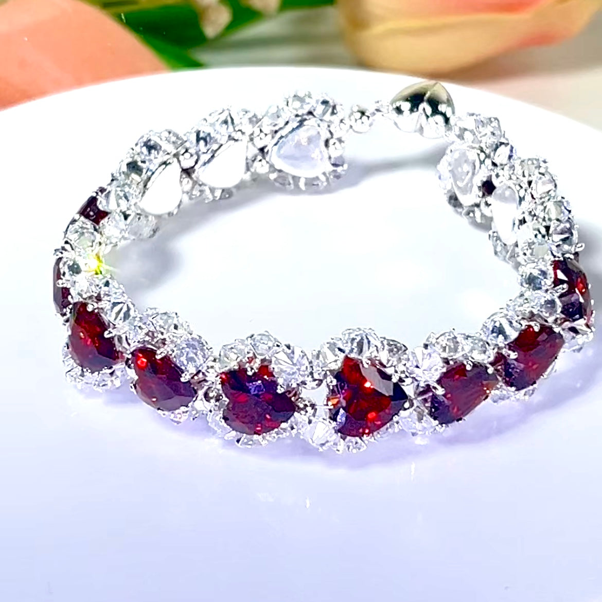 Pulsera de aguamarina y perla hecha a mano