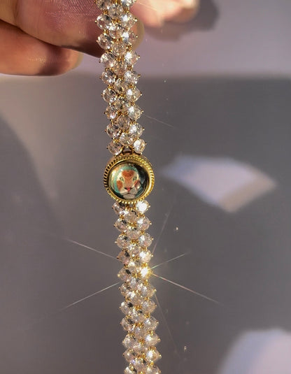 Pulsera de aguamarina y perla hecha a mano