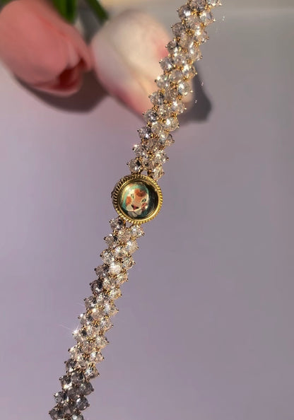 Pulsera de aguamarina y perla hecha a mano