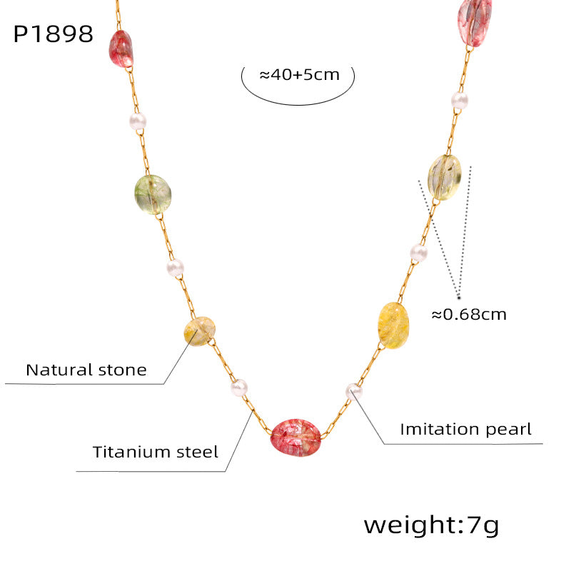 Collar de clavícula de piedra natural para mujer: collar de malaquita esmaltada de acero y titanio bañado en oro de 18 quilates