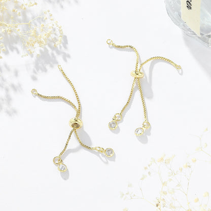 Adjustable Sliding Clasp Bracelet DIY Handmade Bracelet – Tarnish-Resistant with Zircon Pendant