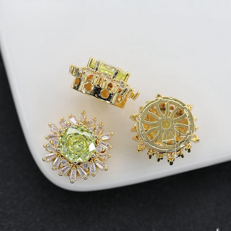 Green Rose-Cut Zircon Spacer Bead  DIY Jewelry Accessories