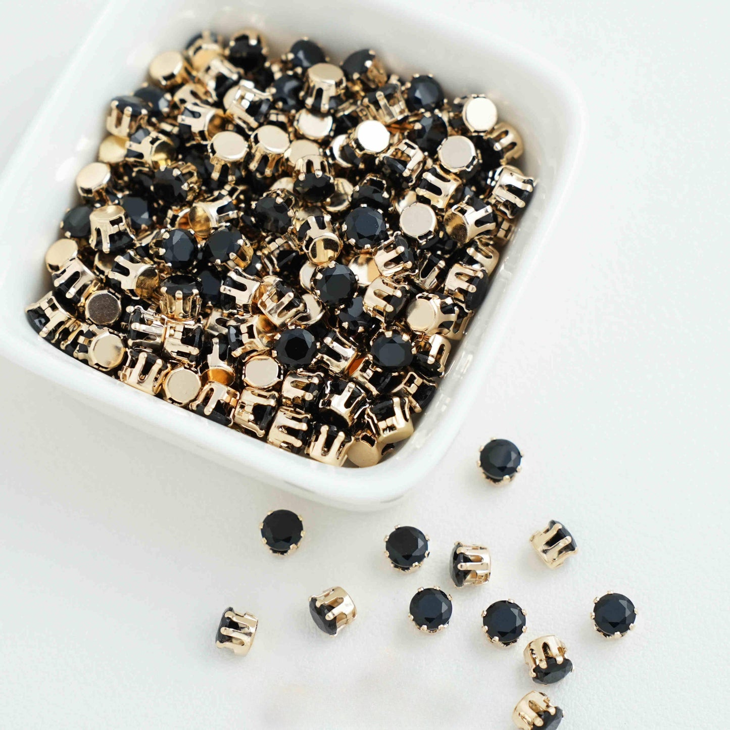 OneMillet Round Cubic Zirconia Beads  Gold Plated