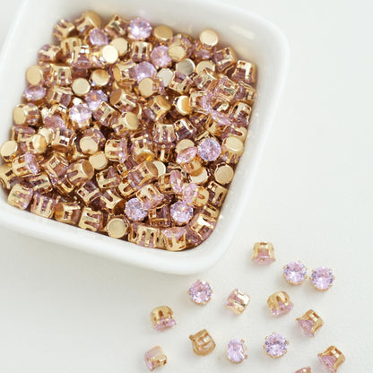 OneMillet Round Cubic Zirconia Beads  Gold Plated