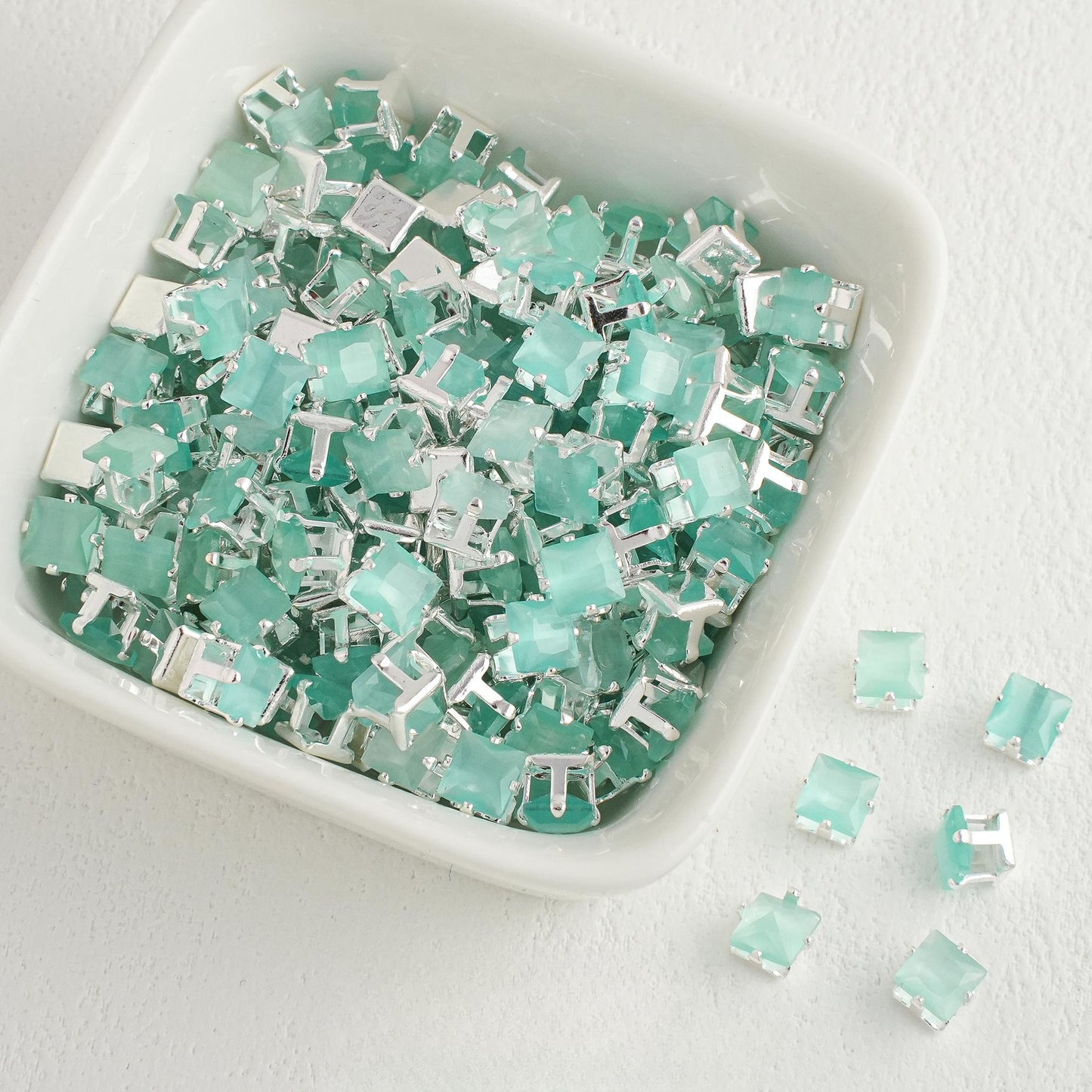 OneMillet Cat's Eye Square Zirconia Beads  4*4MM