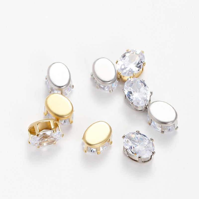 OneMillet Oval Zircon Zirconia Beads DIY Accessories 6*8MM