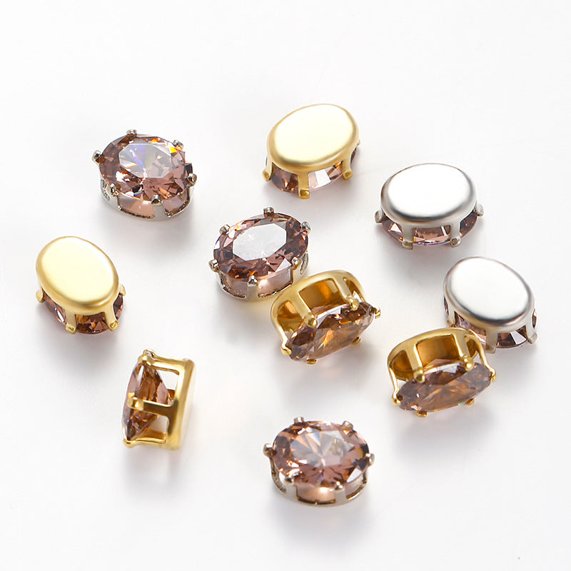 OneMillet Oval Zircon Zirconia Beads DIY Accessories 6*8MM