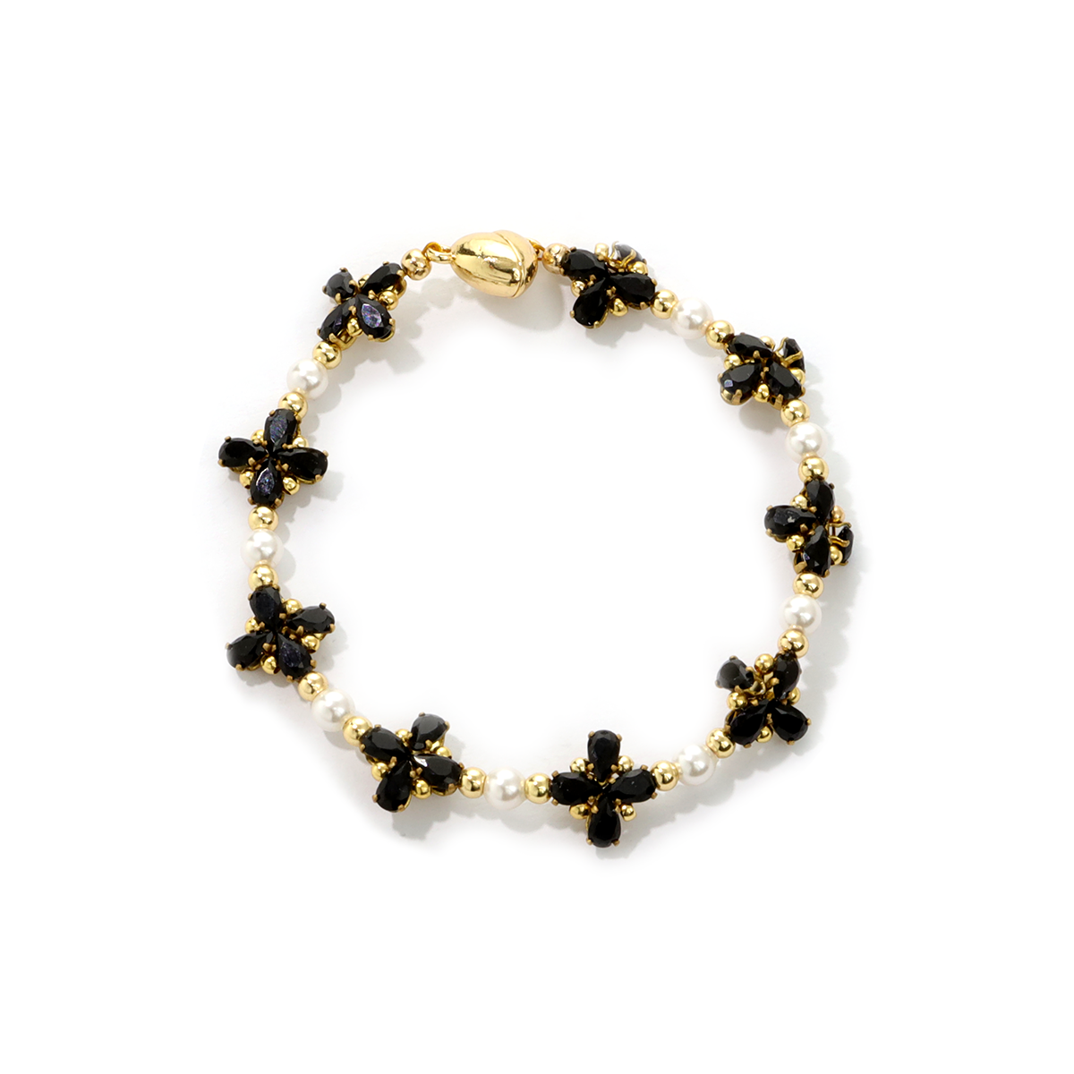 Pulsera de aguamarina y perla hecha a mano