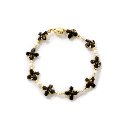 Pulsera de aguamarina y perla hecha a mano