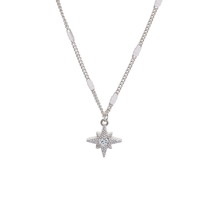 Eight-Point Star Pendant 925 Sterling Silver Necklace