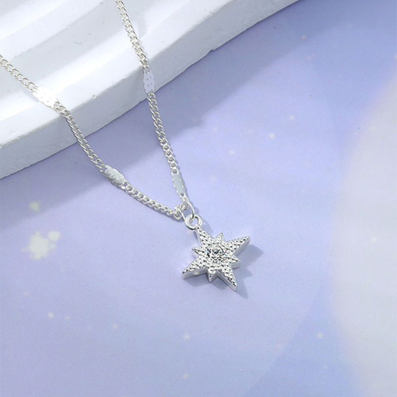 Eight-Point Star Pendant 925 Sterling Silver Necklace