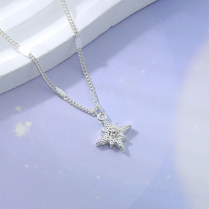 Eight-Point Star Pendant 925 Sterling Silver Necklace