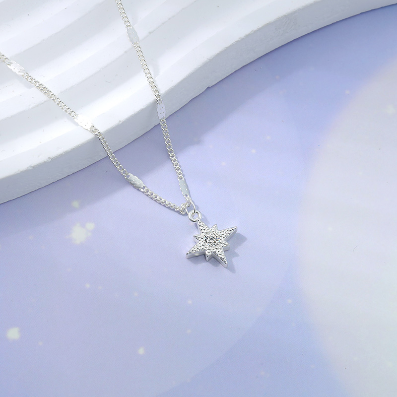 Eight-Point Star Pendant 925 Sterling Silver Necklace