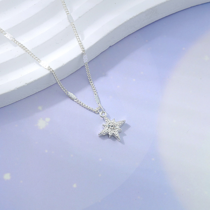 Eight-Point Star Pendant 925 Sterling Silver Necklace