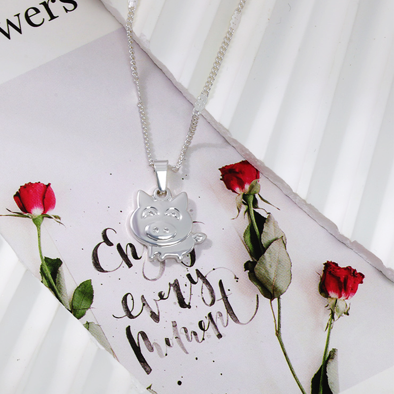 Pig Pendant 925 Sterling Silver Necklace