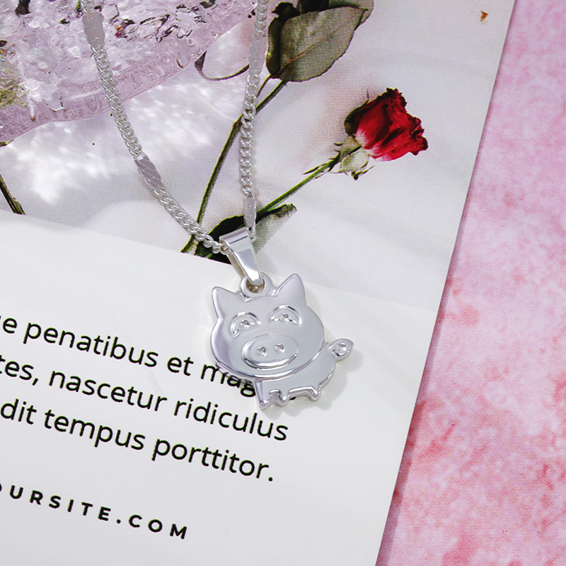 Pig Pendant 925 Sterling Silver Necklace