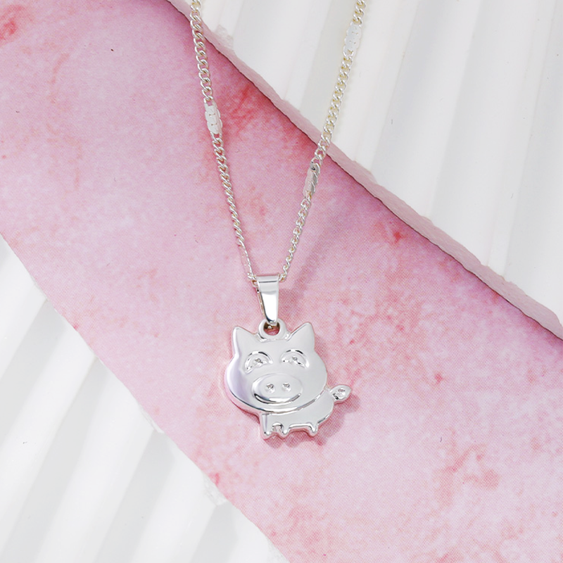 Pig Pendant 925 Sterling Silver Necklace