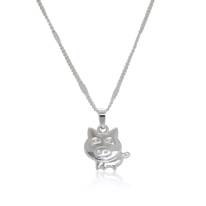 Pig Pendant 925 Sterling Silver Necklace