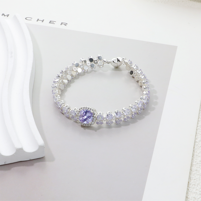 Pulsera de aguamarina y perla hecha a mano