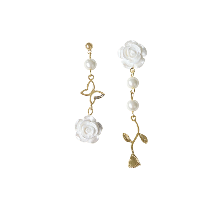 Pendientes de perlas rosas Pendientes de aguja de plata 