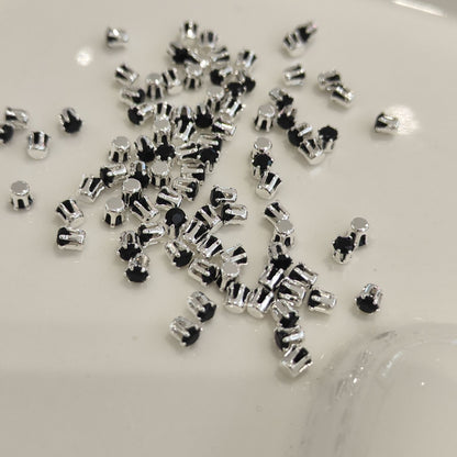 OneMillet Round Cubic Zirconia Beads AAA Silver Plated