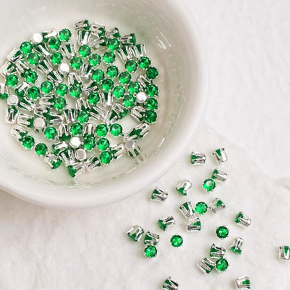 OneMillet Round Cubic Zirconia Beads AAA Silver Plated