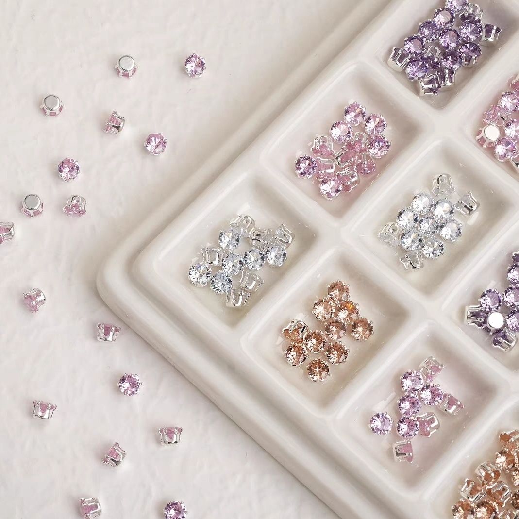 OneMillet Round Cubic Zirconia Beads AAA Silver Plated