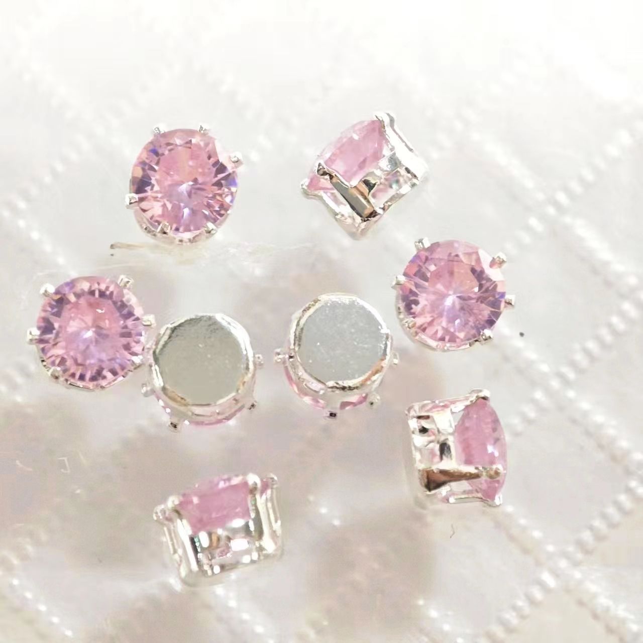 OneMillet Round Cubic Zirconia Beads AAA Silver Plated