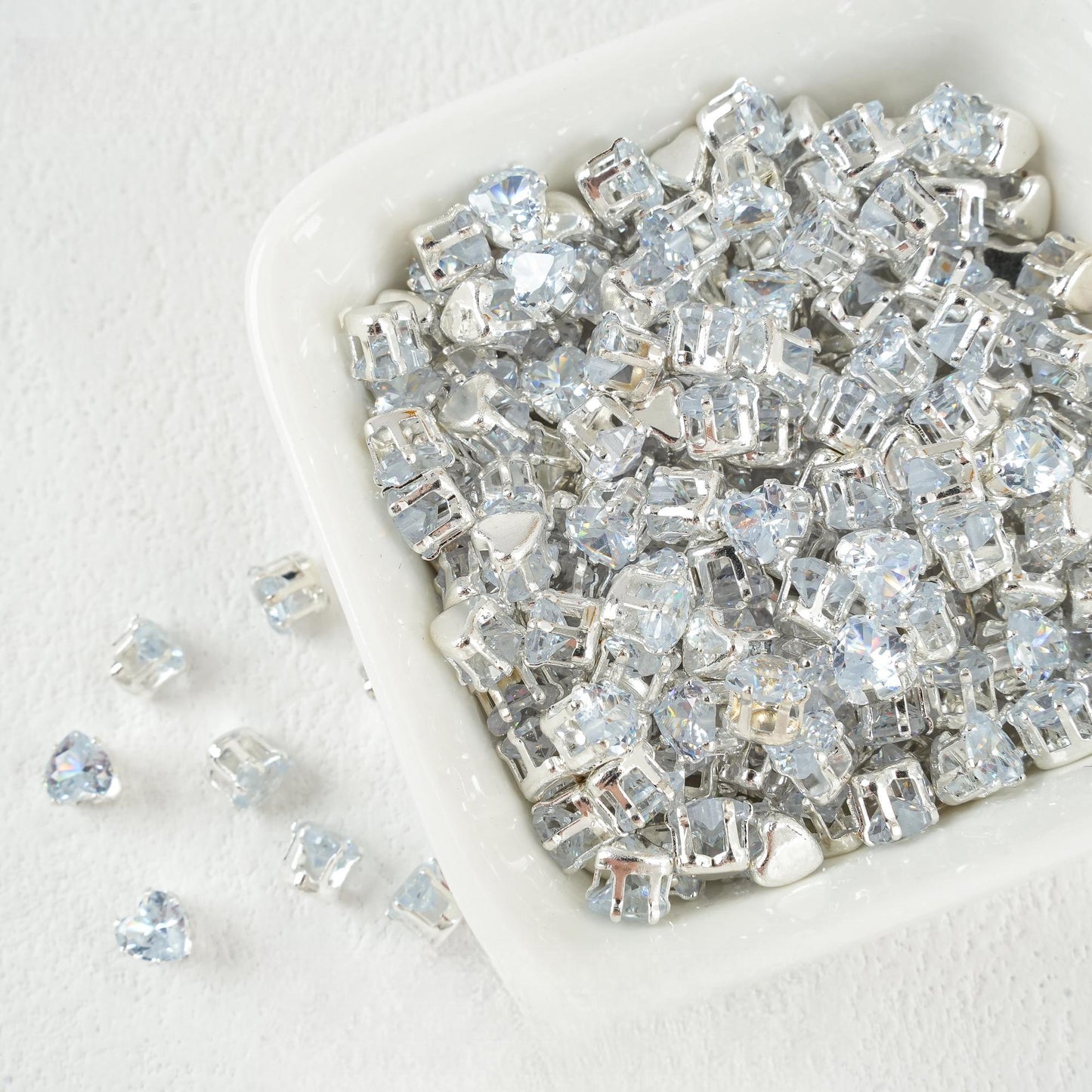 Heart-Shaped Zirconia Beads DIY Accessories Silver-Plated 5MM