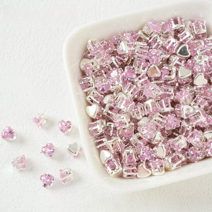 Heart-Shaped Zirconia Beads DIY Accessories Silver-Plated 5MM