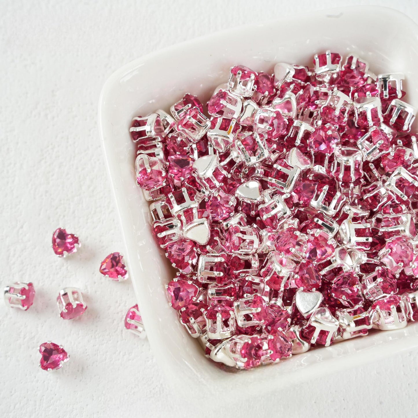 Heart-Shaped Zirconia Beads DIY Accessories Silver-Plated 5MM