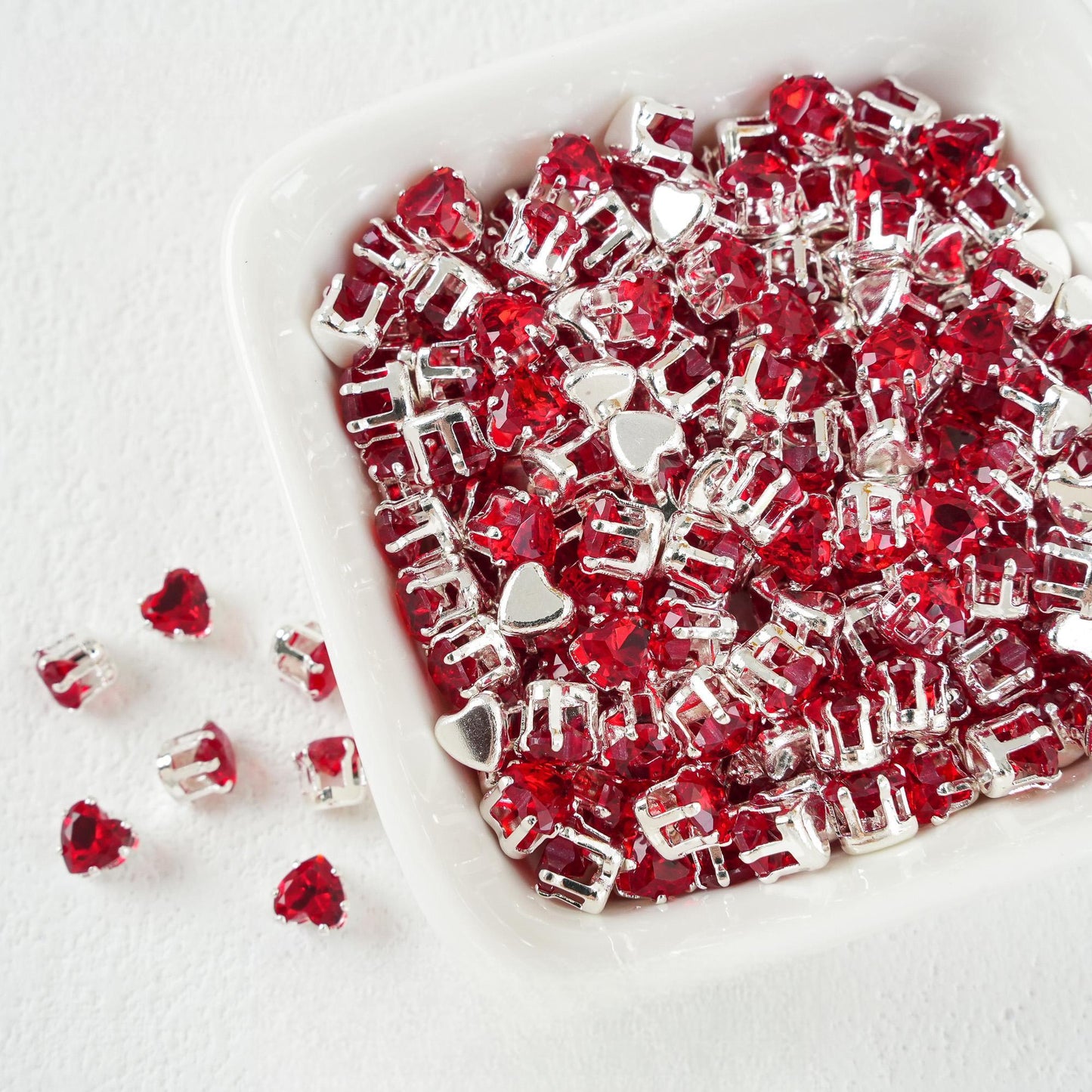 Heart-Shaped Zirconia Beads DIY Accessories Silver-Plated 5MM