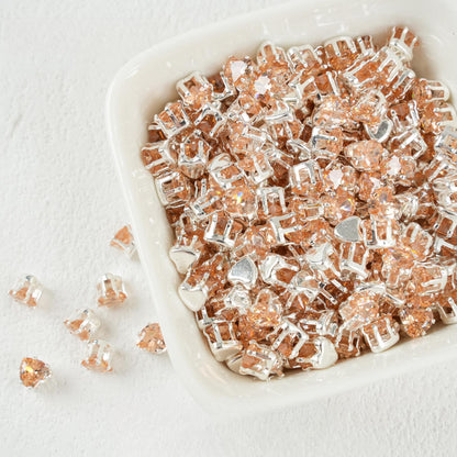 Heart-Shaped Zirconia Beads DIY Accessories Silver-Plated 5MM