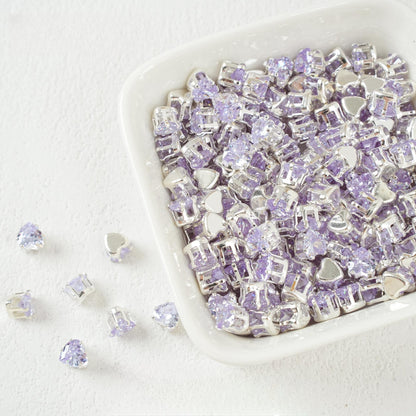 Heart-Shaped Zirconia Beads DIY Accessories Silver-Plated 5MM